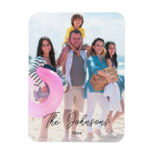 Family Day Modern Photo Name Custom Refrigerator Magnet
