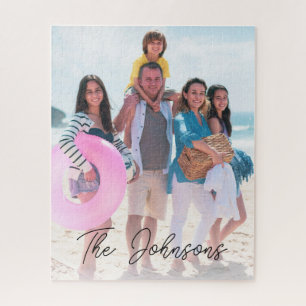 Family Day   Modern Photo Name Personalised Jigsaw Puzzle