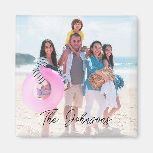 Family Day Modern Photo Name Personalised Magnet