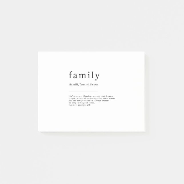 family Definition Dictionary Art Print Quotes Post-it Notes (Front)