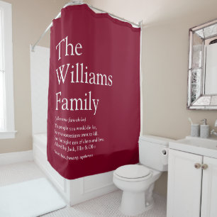 Family Definition Fun Burgundy Modern Shower Curtain