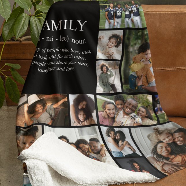 Family Definition Photo Collage Fleece Blanket (Creator Uploaded)