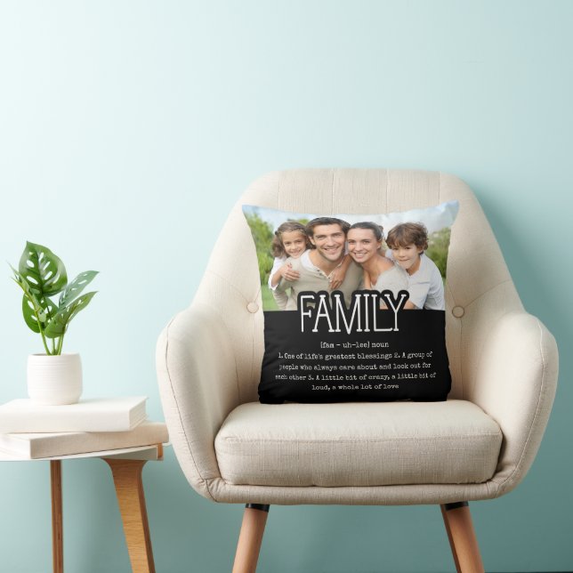 Family Definition Quote Photo Black  Cushion (Chair)