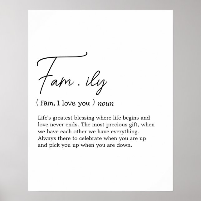 Family Definition Wall Art Poster (Front)