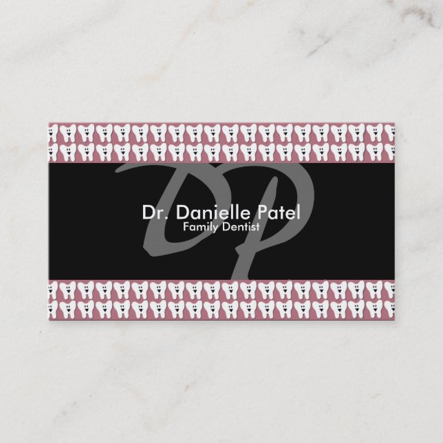 Family Dentist Business Card - Teeth & Monogram (Front)