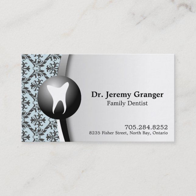 Family Dentist Business Card - Tooth Blue & White (Front)