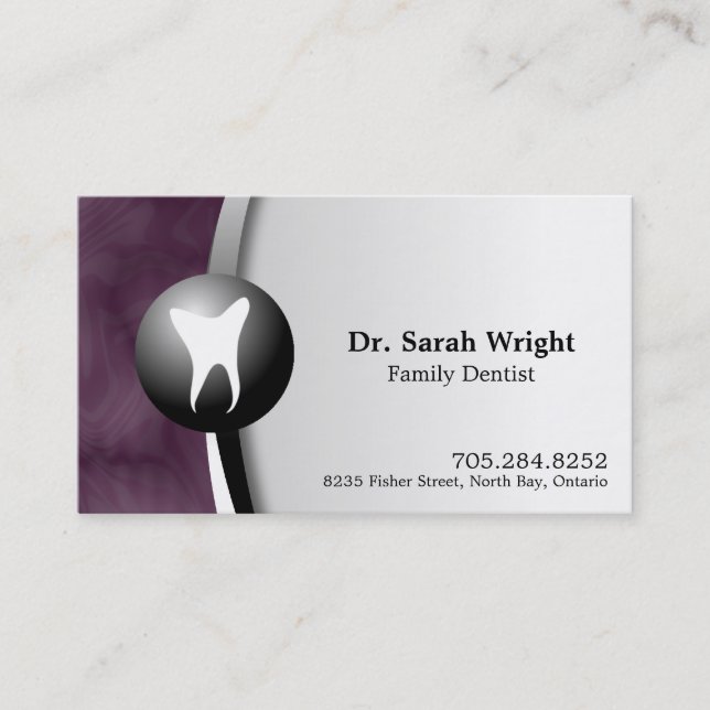 Family Dentist Business Card - Tooth Pink White (Front)
