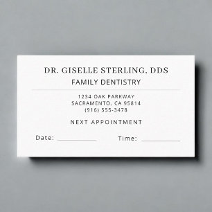 Family Dentistry Dentist Office Appointment Card