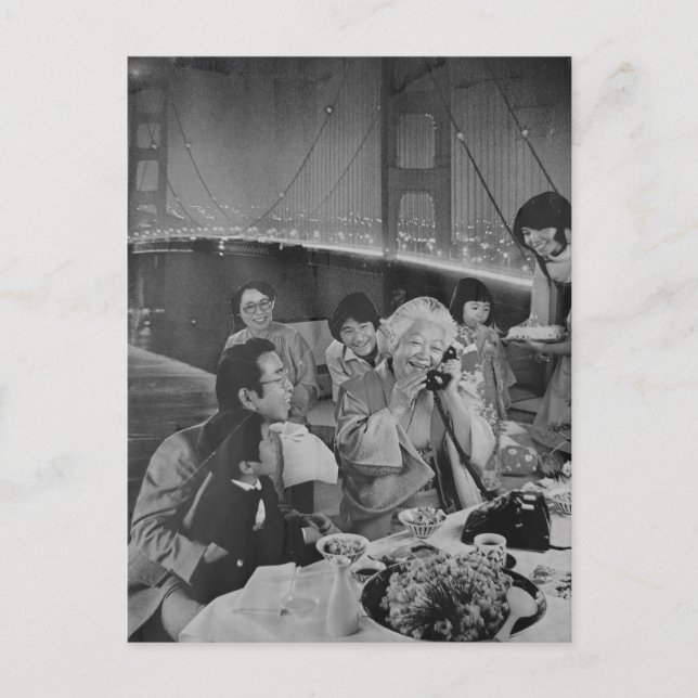 Family Dining at the Bridge Postcard (Front)