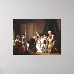 Family Doctor Vaccinating Child Old Oil Painting Canvas Print