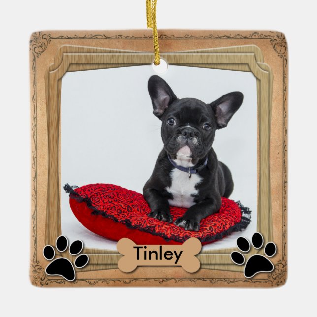 Family Dog Frame - DIY Photo Ceramic Tree Decoration (Front)