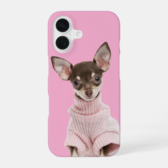 Family Dog Photo Pink iPhone 16 Case (Back)