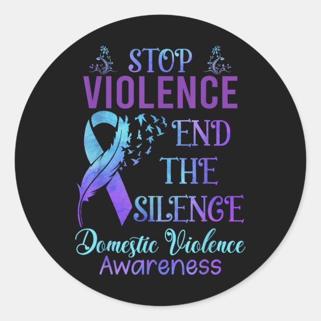 Family Domestic Violence Awareness Purple Ribbon  Classic Round Sticker (Front)