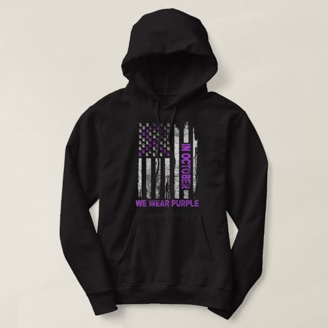 Family Domestic Violence Awareness Purple Ribbon Hoodie (Design Front)
