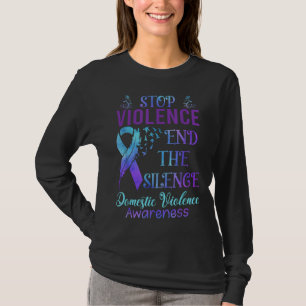 Family Domestic Violence Awareness Purple Ribbon T-Shirt