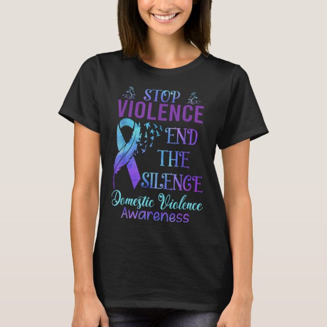 Family Domestic Violence Awareness Purple Ribbon T-Shirt (Front)