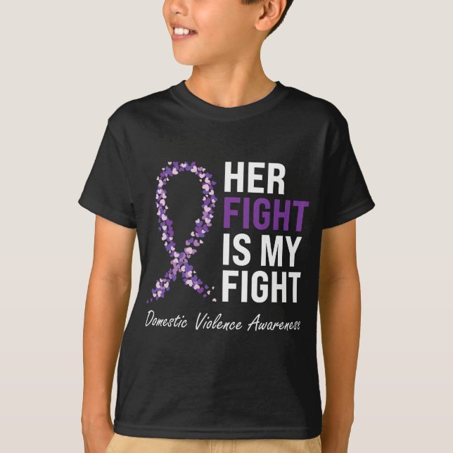 Family Domestic Violence Awareness Purple Ribbon T-Shirt (Front)