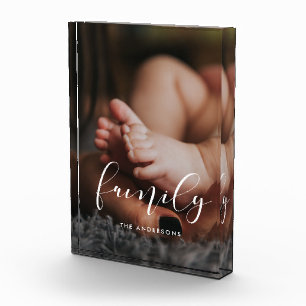 Family elegant calligraphy overlay photo block