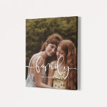 Family elegant calligraphy overlay photo canvas print<br><div class="desc">Showcase your favourite family pictures with this modern print,  with the word Family in a beautiful text overlay. You can easily change the colour and size of the text to fit your picture.</div>