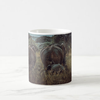 Family elephant with calf coffee mug