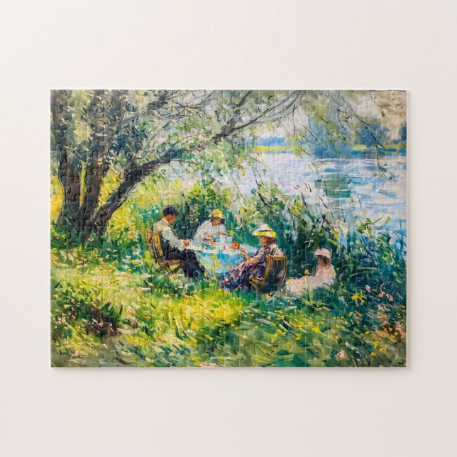 family enjoying a picnic in a lush meadow Puzzle (Horizontal)