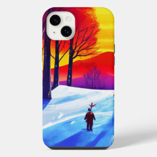 Family Enjoying a Winter Sunset Walk iPhone 14 Plus Case