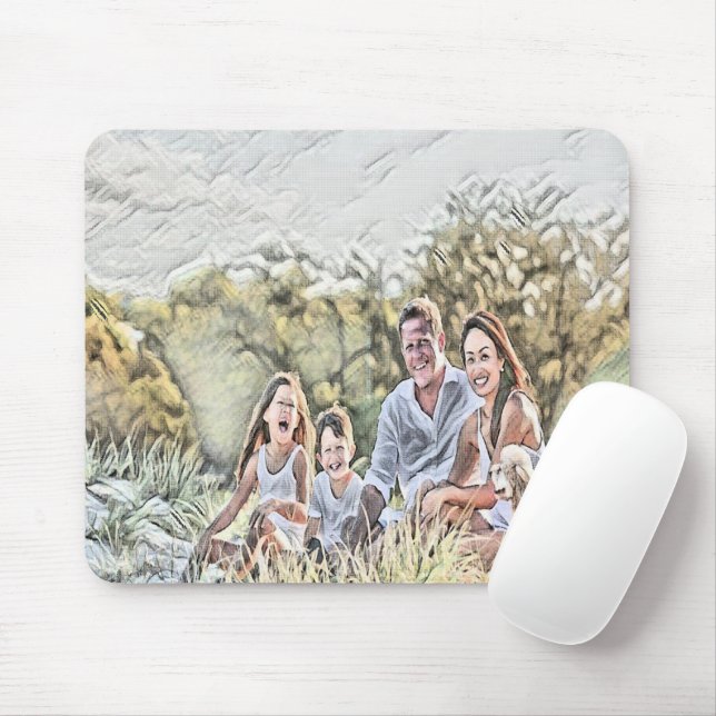 Family enjoying the outdoors mouse mat (With Mouse)
