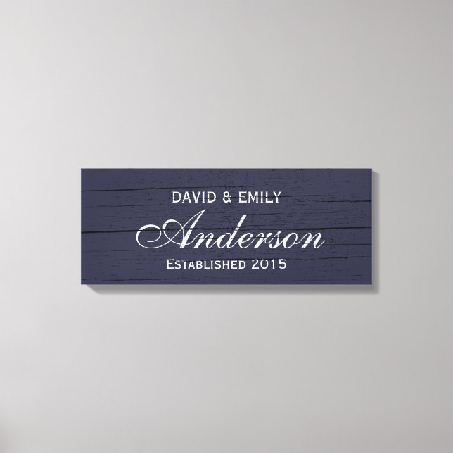 Family Established Dark Blue Family Name Sign (Front)