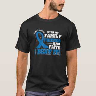 Family Faith I Beat It Colon Cancer Awareness Ribb T-Shirt