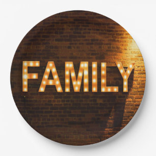 Family Fam Lights love Paper Plate