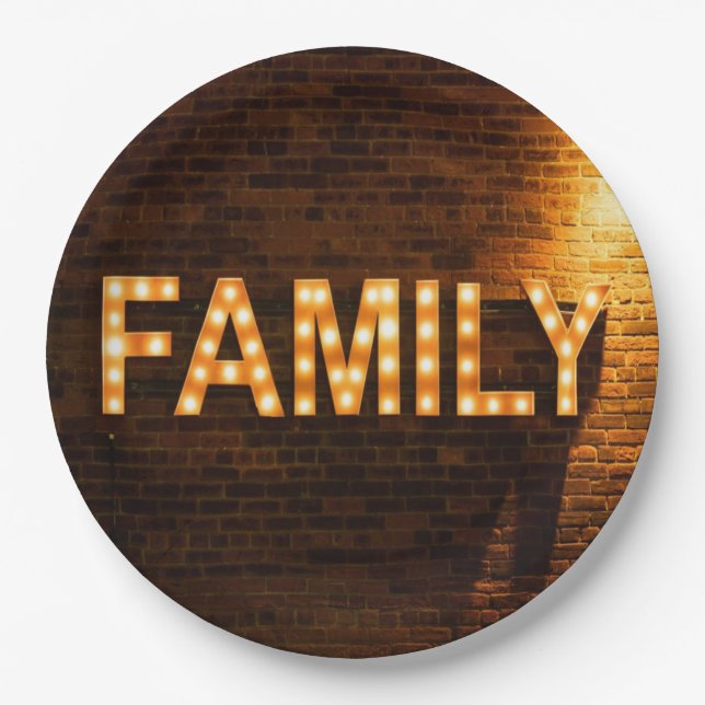Family Fam Lights love Paper Plate (Front)