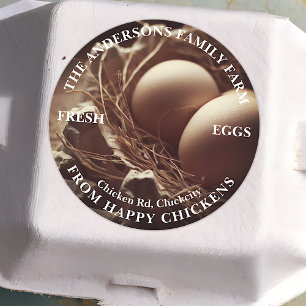 Family Farm Custom Cute Eggs Nest Photo Template  Classic Round Sticker