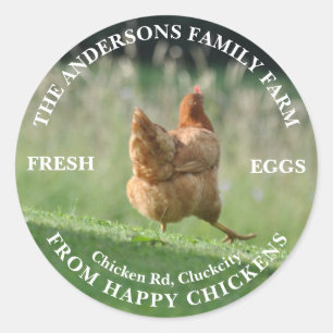 Family Farm Custom Funny Chicken Photo Template Classic Round Sticker