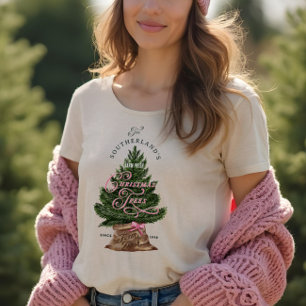 Family Farm Fresh Christmas Trees Vintage Retro Tri-Blend Shirt