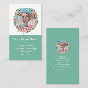 Family Farm Homestead Chickens Garden Colour Block Business Card