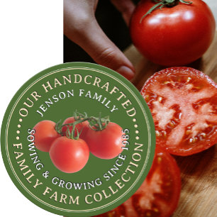 Family Farm Produce Label Tomatoes on Green Logo 