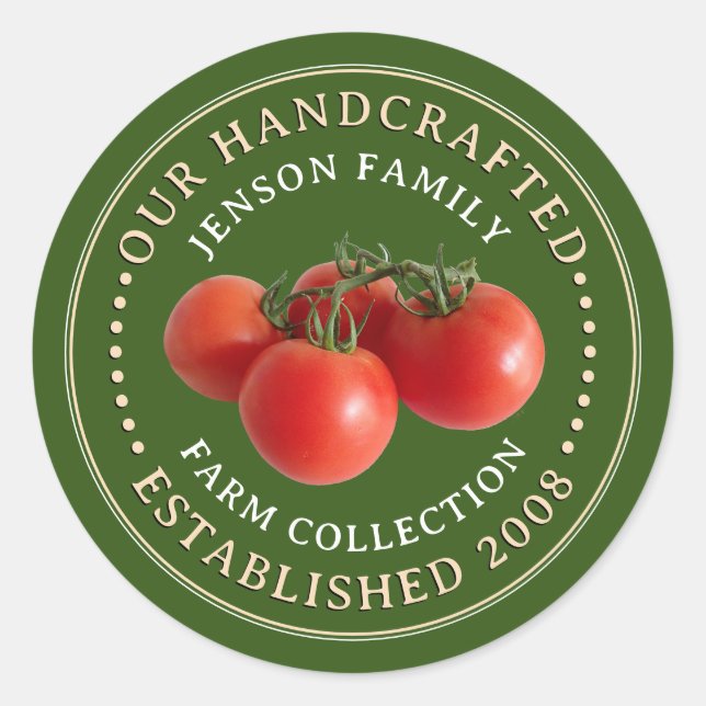 Family Farm Produce Label Tomatoes on Green Logo  (Front)