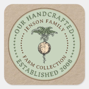 Family Farm Produce Label  Turnip Green on Kraft