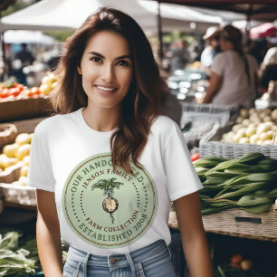 Family Farm Produce Label  Turnip on Green Logo  T-Shirt