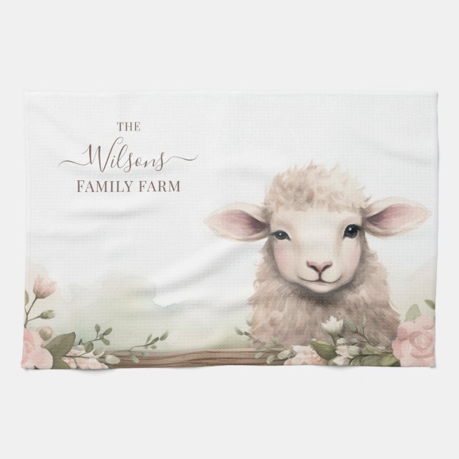 Family Farm Rustic Sheep  Tea Towel (Horizontal)