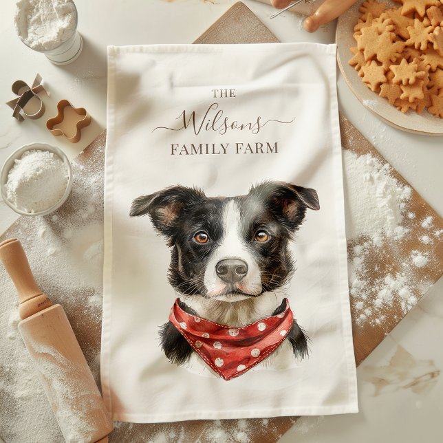 Family Farm Rustic Working Dog Tea Towel (Creator Uploaded)