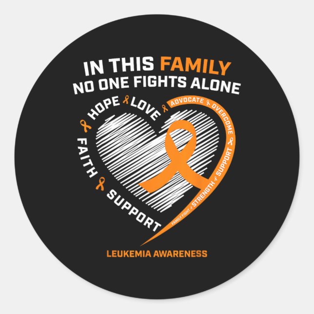 Family Fight Leukaemia Awareness Products Gift Men Classic Round Sticker (Front)