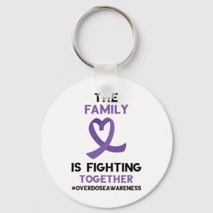 Family Fighting Together Purple Ribbon Overdose Aw Key Ring