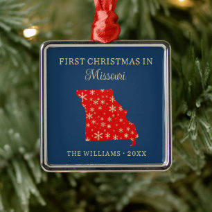 Family First Christmas In Missouri USA State Metal Tree Decoration