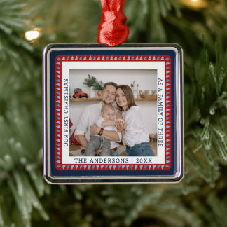 Family First Christmas Photo Modern Metal Tree Decoration