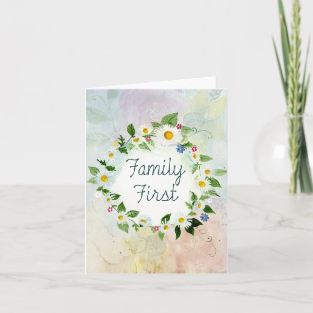 Family First Circle of Daisies Holiday Card (Front)