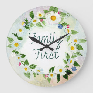 Family First Circle of Daisies Large Clock