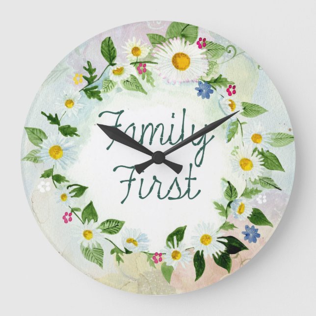 Family First Circle of Daisies Large Clock (Front)