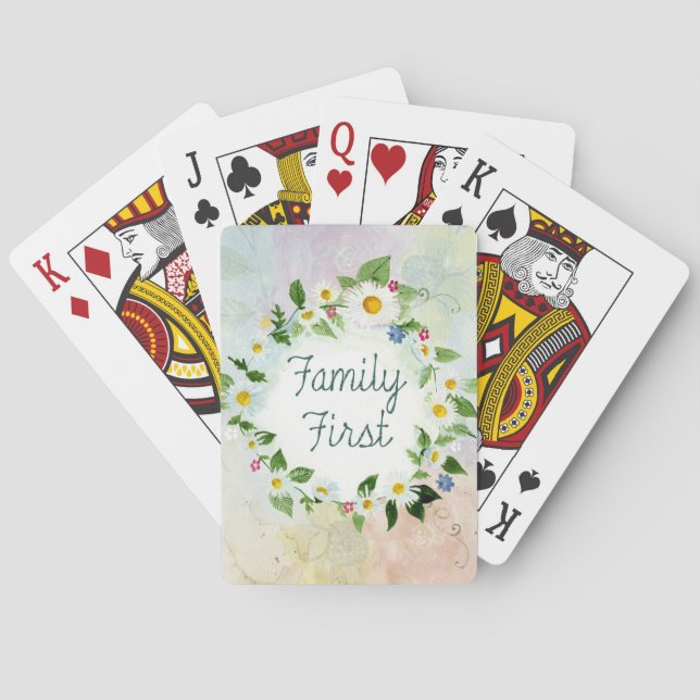 Family First Circle of Daisies Playing Cards (Back)