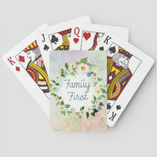 Family First Inspirational Quote Playing Cards